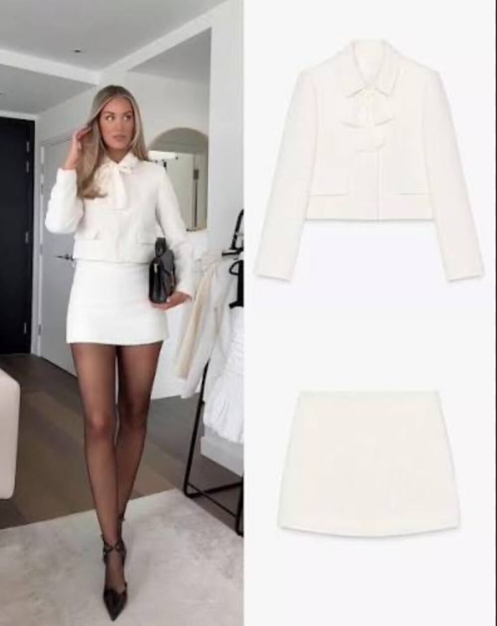 ZARA 2025 Collection Textured Skort Ecru 2466/122 S 4 6 NWT